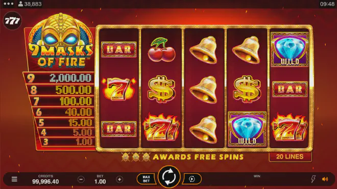 9 Masks of Fire: Класическа слот игра с племенен привкус